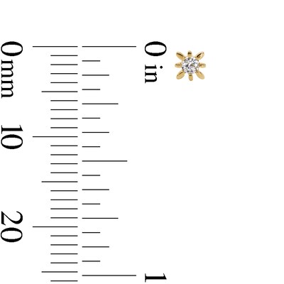 10K Gold CZ Sunburst Flat Back Studs