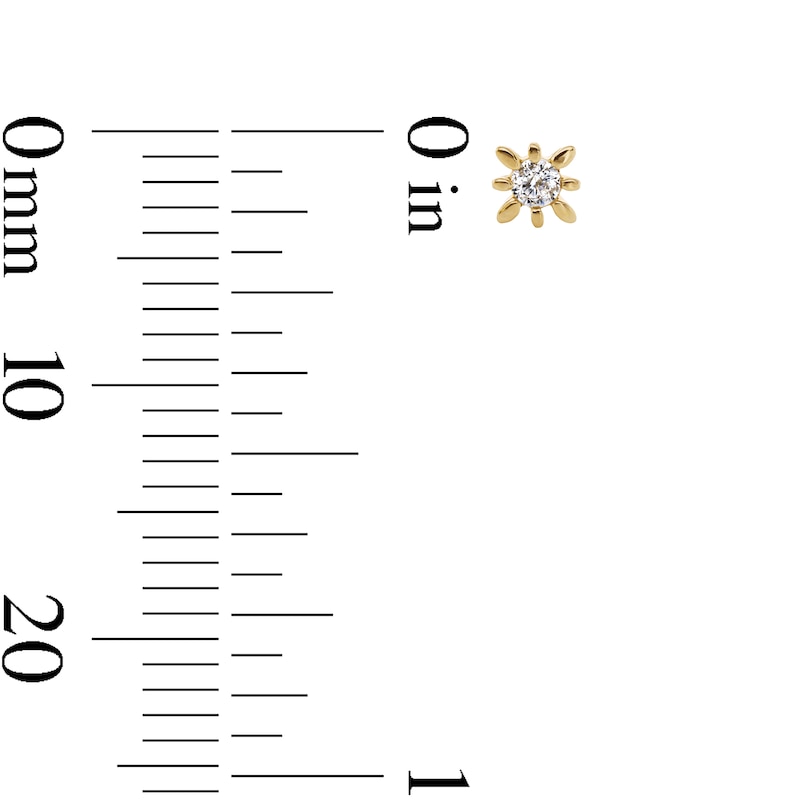 Main Image 2 of 10K Gold CZ Sunburst Flat Back Studs