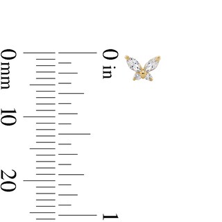 10K Gold CZ Marquise Butterfly Flat Back Studs
