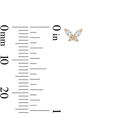 10K Gold CZ Marquise Butterfly Flat Back Studs
