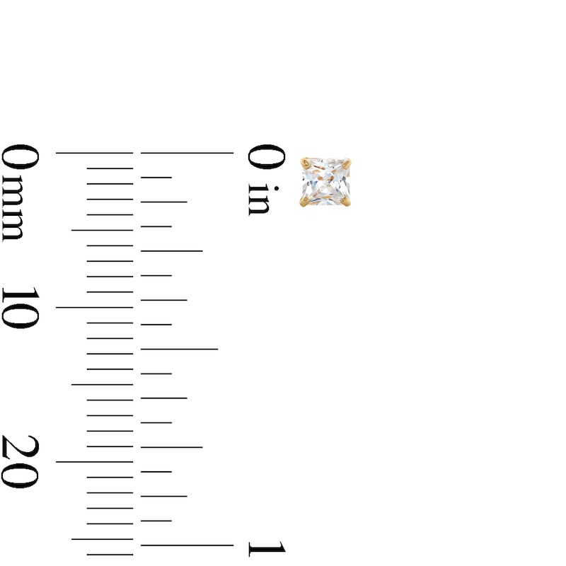 Main Image 2 of 10K Gold CZ Square Flat Back Studs