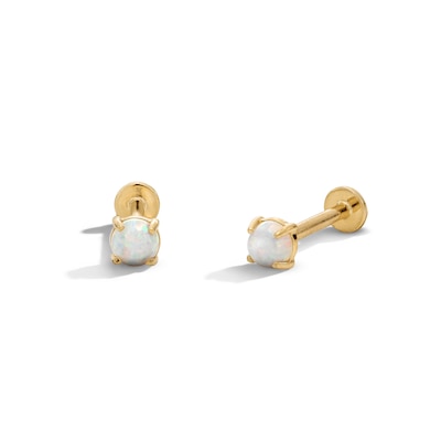 10K Gold Simulated Opal Flat Back Studs