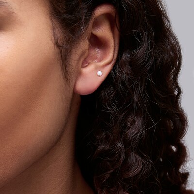 10K Gold Simulated Opal Flat Back Studs