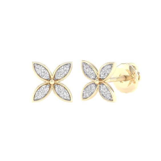 10K Gold 1/10 CT. T.W. Lab-Grown Diamond Clover Studs