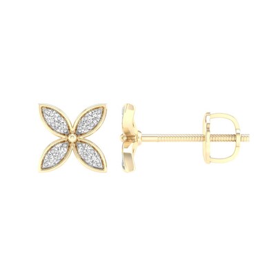 10K Gold 1/10 CT. T.W. Lab-Grown Diamond Clover Studs