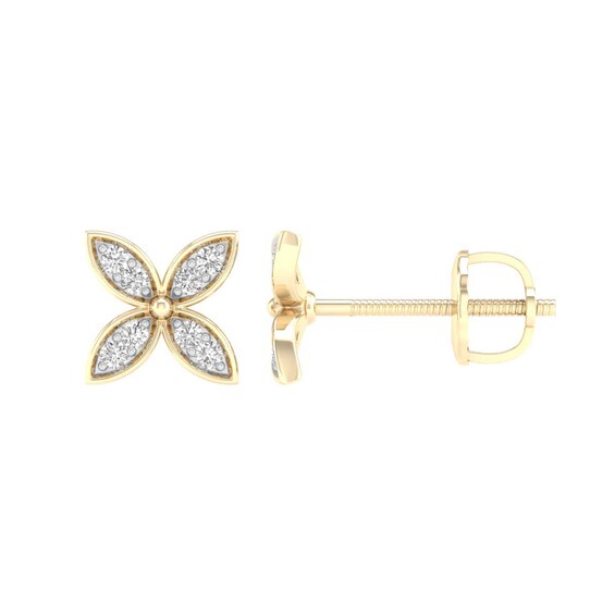 10K Gold 1/10 CT. T.W. Lab-Grown Diamond Clover Studs