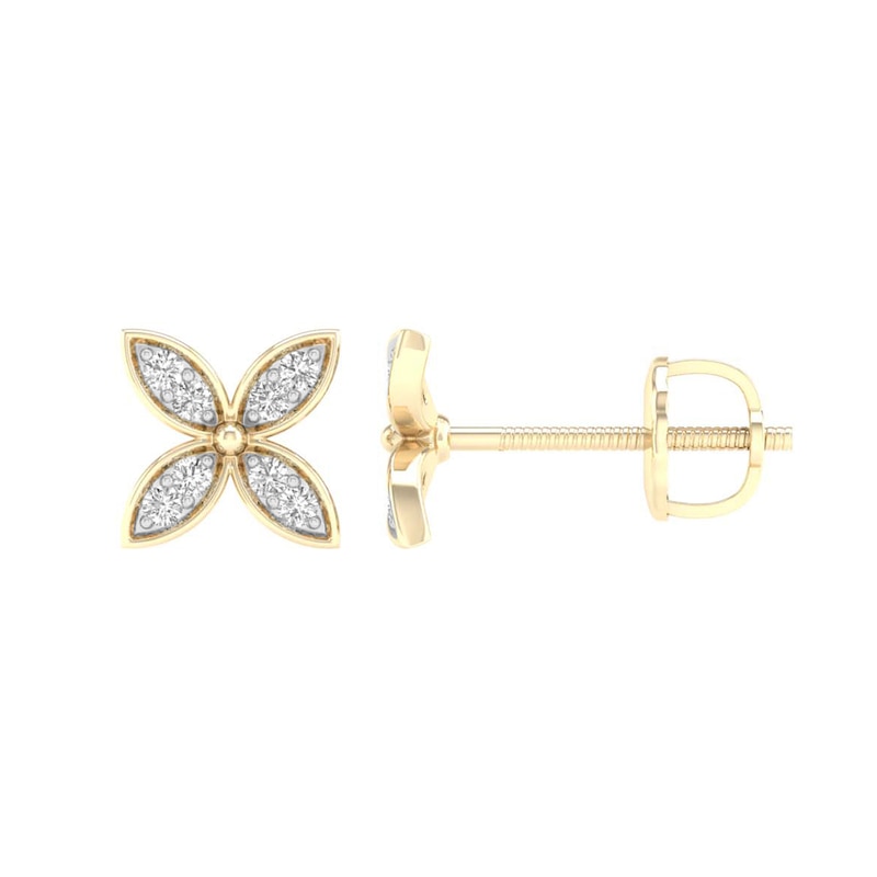Main Image 2 of 10K Gold 1/10 CT. T.W. Lab-Grown Diamond Clover Studs