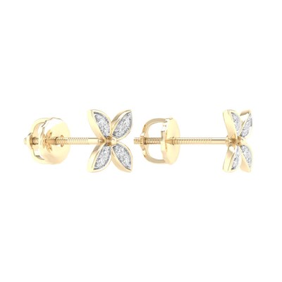 10K Gold 1/10 CT. T.W. Lab-Grown Diamond Clover Studs