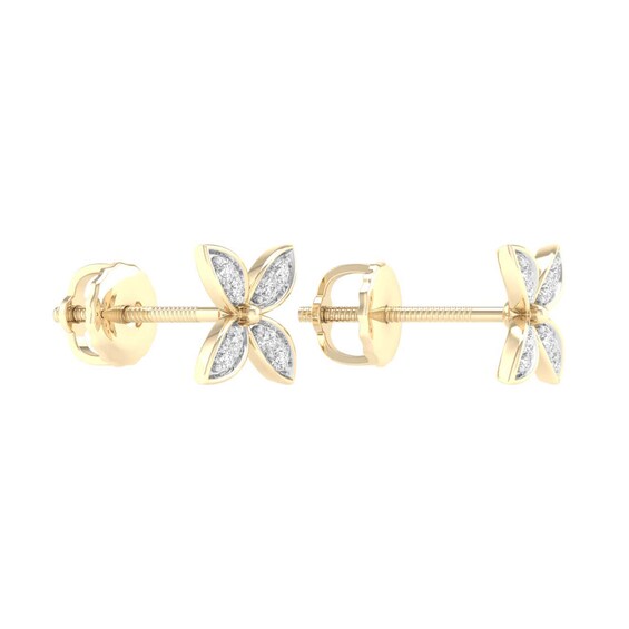 10K Gold 1/10 CT. T.W. Lab-Grown Diamond Clover Studs