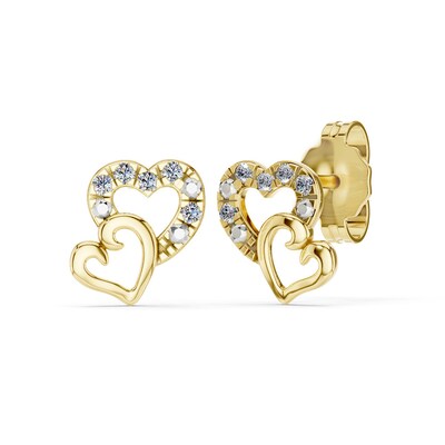 10K Gold CT. T.W. Lab-Grown Diamond Double Heart Studs