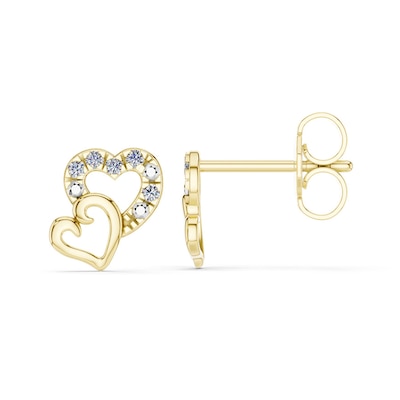 10K Gold CT. T.W. Lab-Grown Diamond Double Heart Studs