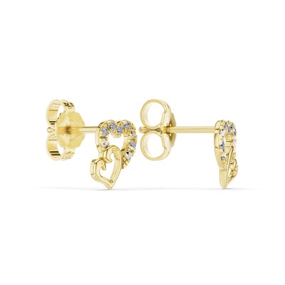 10K Gold CT. T.W. Lab-Grown Diamond Double Heart Studs