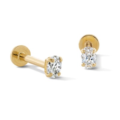 10K Gold CZ Oval Flat Back Studs