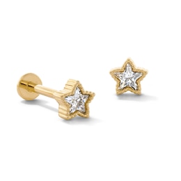 10K Gold CZ Bezel Star Flat Back Studs