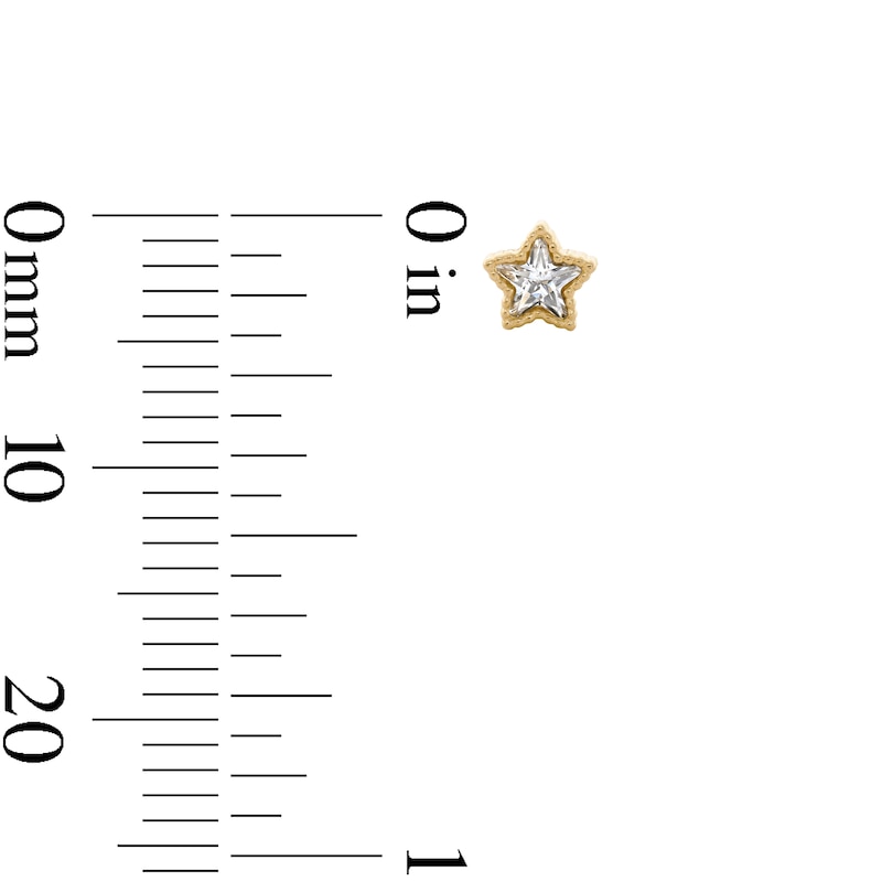 Main Image 2 of 10K Gold CZ Bezel Star Flat Back Studs