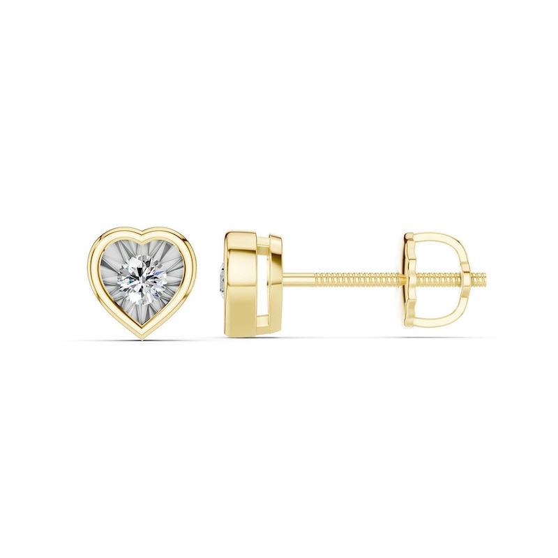 Main Image 2 of 10K Gold 1/10 CT. T.W. Lab-Grown Diamond Heart Studs