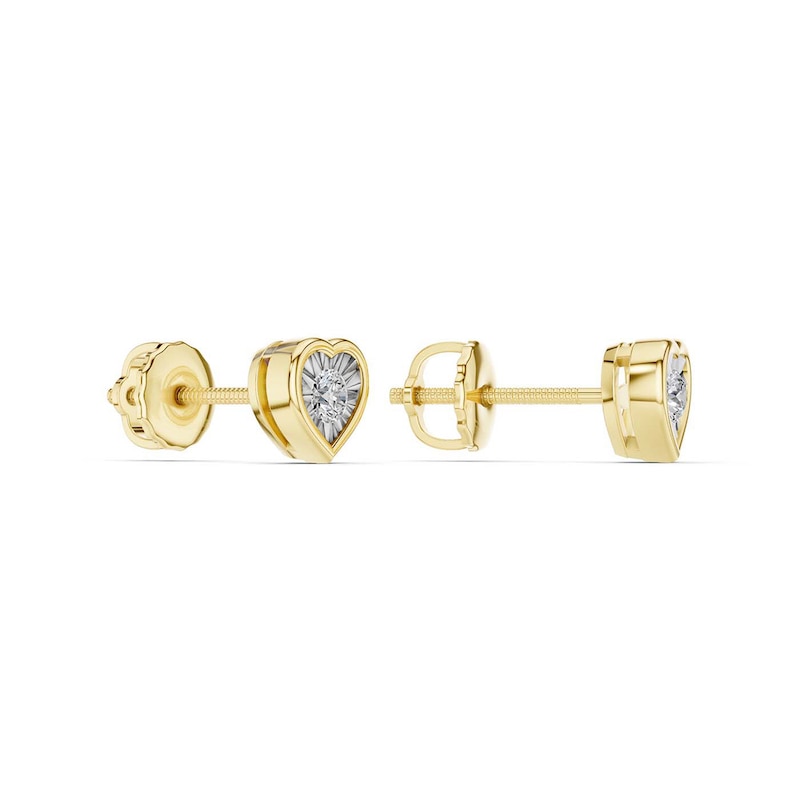 Main Image 3 of 10K Gold 1/10 CT. T.W. Lab-Grown Diamond Heart Studs