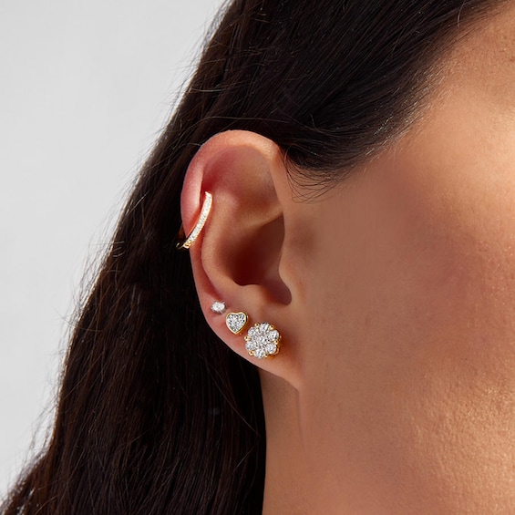 10K Gold 1/10 CT. T.W. Lab-Grown Diamond Heart Studs