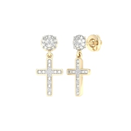 10K Gold 1/10 CT. T.W. Lab-Grown Diamond Cross Dangle Studs