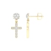 Thumbnail Image 2 of 10K Gold 1/10 CT. T.W. Lab-Grown Diamond Cross Dangle Studs
