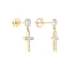 Thumbnail Image 3 of 10K Gold 1/10 CT. T.W. Lab-Grown Diamond Cross Dangle Studs