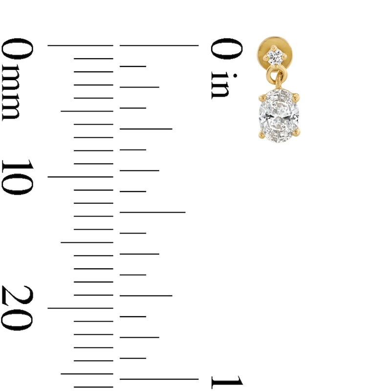 Main Image 2 of 10K Gold CZ Oval Dangle Flat Back Studs