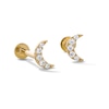 Thumbnail Image 1 of 10K Gold CZ Pavé Moon Flat Back Studs