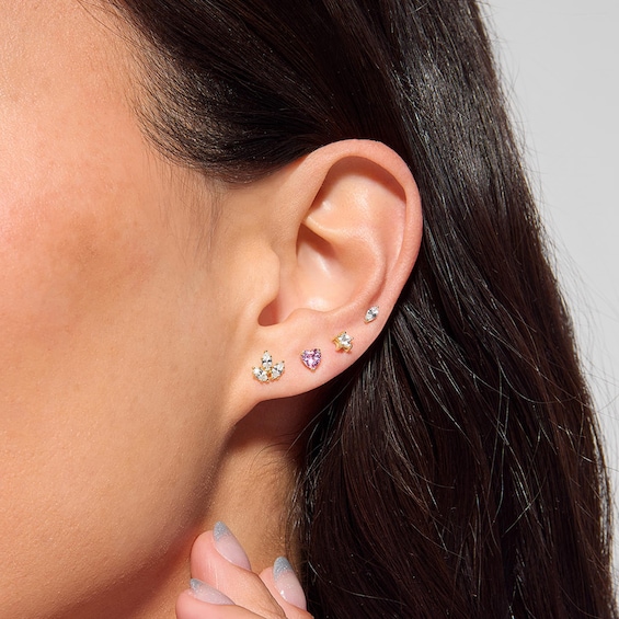 10K Gold CZ Star Flat Back Studs