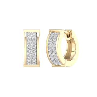 14K Gold Plated 1/4 CT. T.W. Lab-Grown Diamond Double Row Huggie Hoops