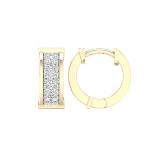14K Gold Plated 1/4 CT. T.W. Lab-Grown Diamond Double Row Huggie Hoops