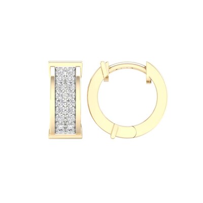 14K Gold Plated 1/4 CT. T.W. Lab-Grown Diamond Double Row Huggie Hoops