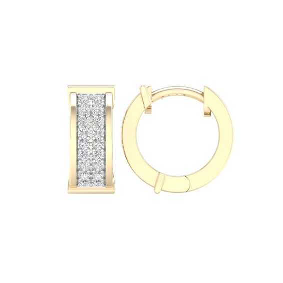 14K Gold Plated 1/4 CT. T.W. Lab-Grown Diamond Double Row Huggie Hoops