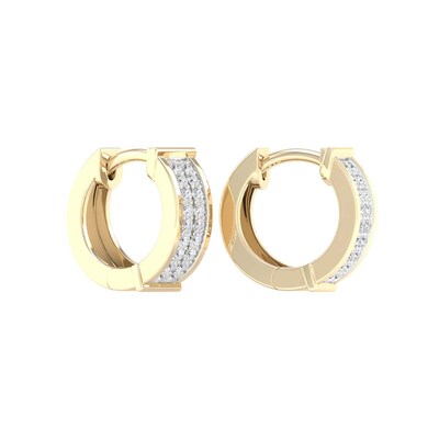 14K Gold Plated 1/4 CT. T.W. Lab-Grown Diamond Double Row Huggie Hoops