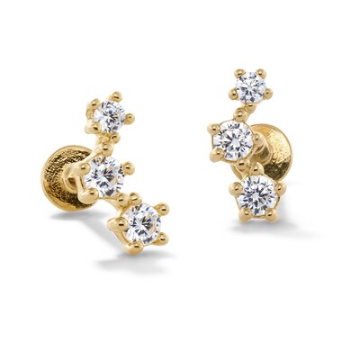 10K Gold CZ Crawler Flat Back Studs