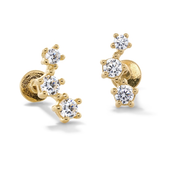 10K Gold CZ Crawler Flat Back Studs
