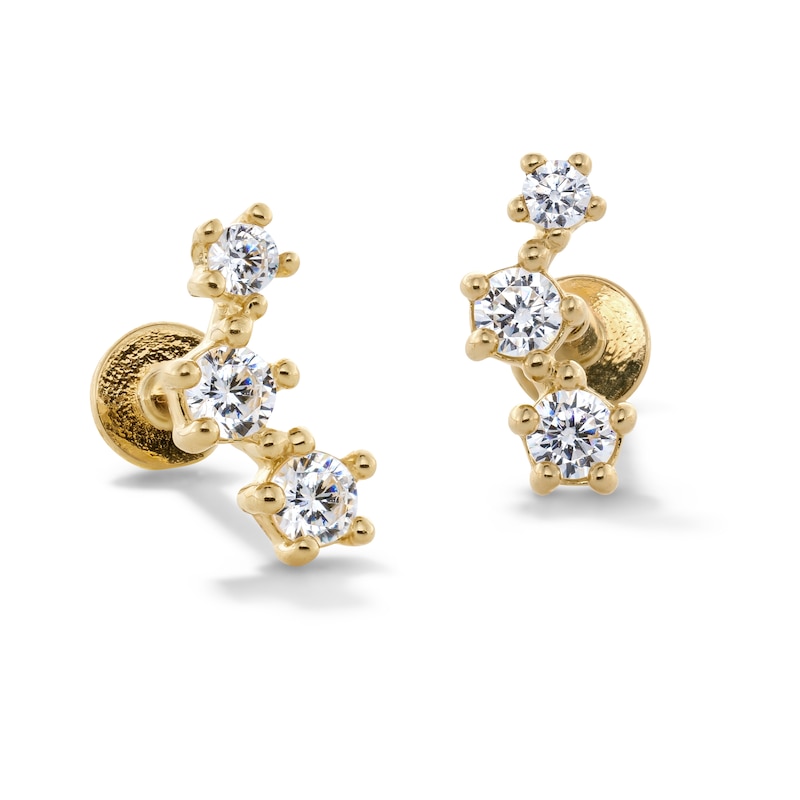 10K Gold CZ Crawler Flat Back Studs