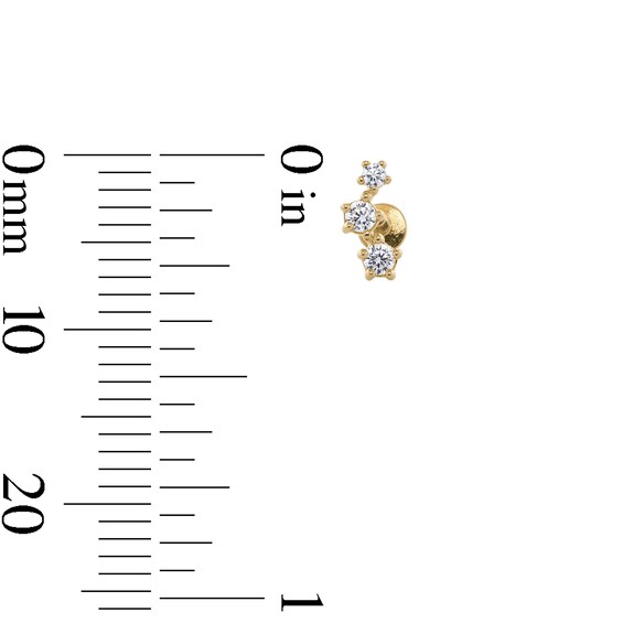 10K Gold CZ Crawler Flat Back Studs