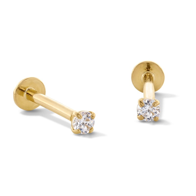 10K Gold CZ Round Flat Back Studs