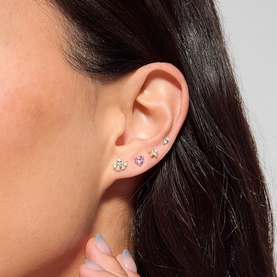 10K Gold CZ Heart Flat Back Studs