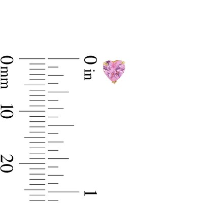 10K Gold CZ Pink Heart Flat Back Studs