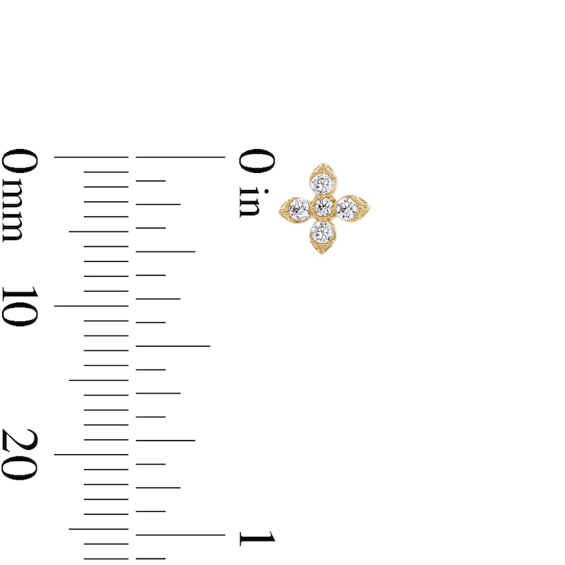 Main Image 2 of 10K Gold CZ Clover Flat Back Studs