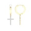 Thumbnail Image 2 of 14K Gold Plated 1/6 CT. T.W. Lab-Grown Diamond Cross Drop Huggie Hoops