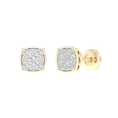 14K Gold Plated 1/3 CT. T.W. Lab-Grown Diamond Cushion Studs