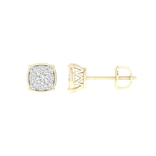 14K Gold Plated 1/3 CT. T.W. Lab-Grown Diamond Cushion Studs