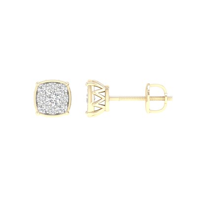 14K Gold Plated 1/3 CT. T.W. Lab-Grown Diamond Cushion Studs