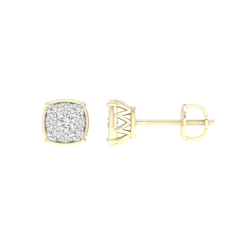 Main Image 2 of 14K Gold Plated 1/3 CT. T.W. Lab-Grown Diamond Cushion Studs