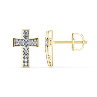 14K Gold Plated 1/10 CT. T.W. Lab-Grown Diamond Cross Studs