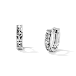 Sterling Silver 1/20 CT. T.W. Lab-Grown Diamond Huggie Hoops