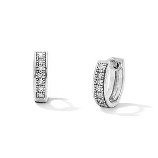 Sterling Silver 1/20 CT. T.W. Lab-Grown Diamond Huggie Hoops