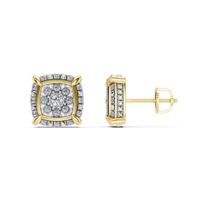 14K Gold Plated 1/4 CT. T.W. Lab-Grown Diamond Cushion Studs